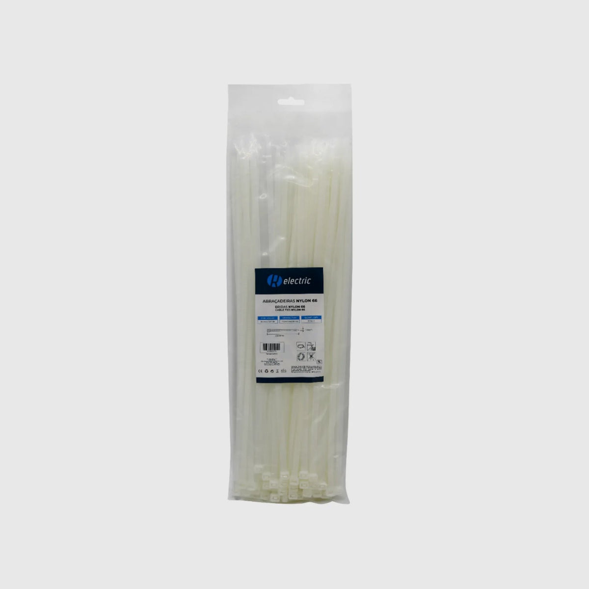 Bridas de nailon 66 - Pack de 100 Blanco 7,6 × 450 mm
