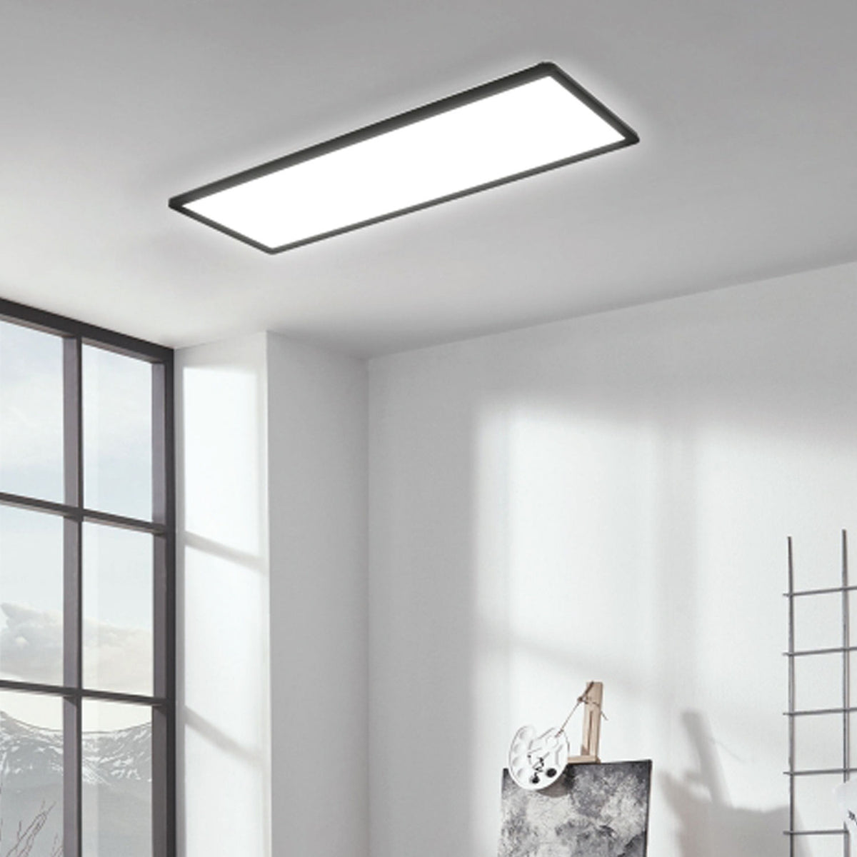 Lámpara De Techo LED Regulable Súper Delgada Con Control Remoto, 45 W, Negra. - 35122 - imagen 2