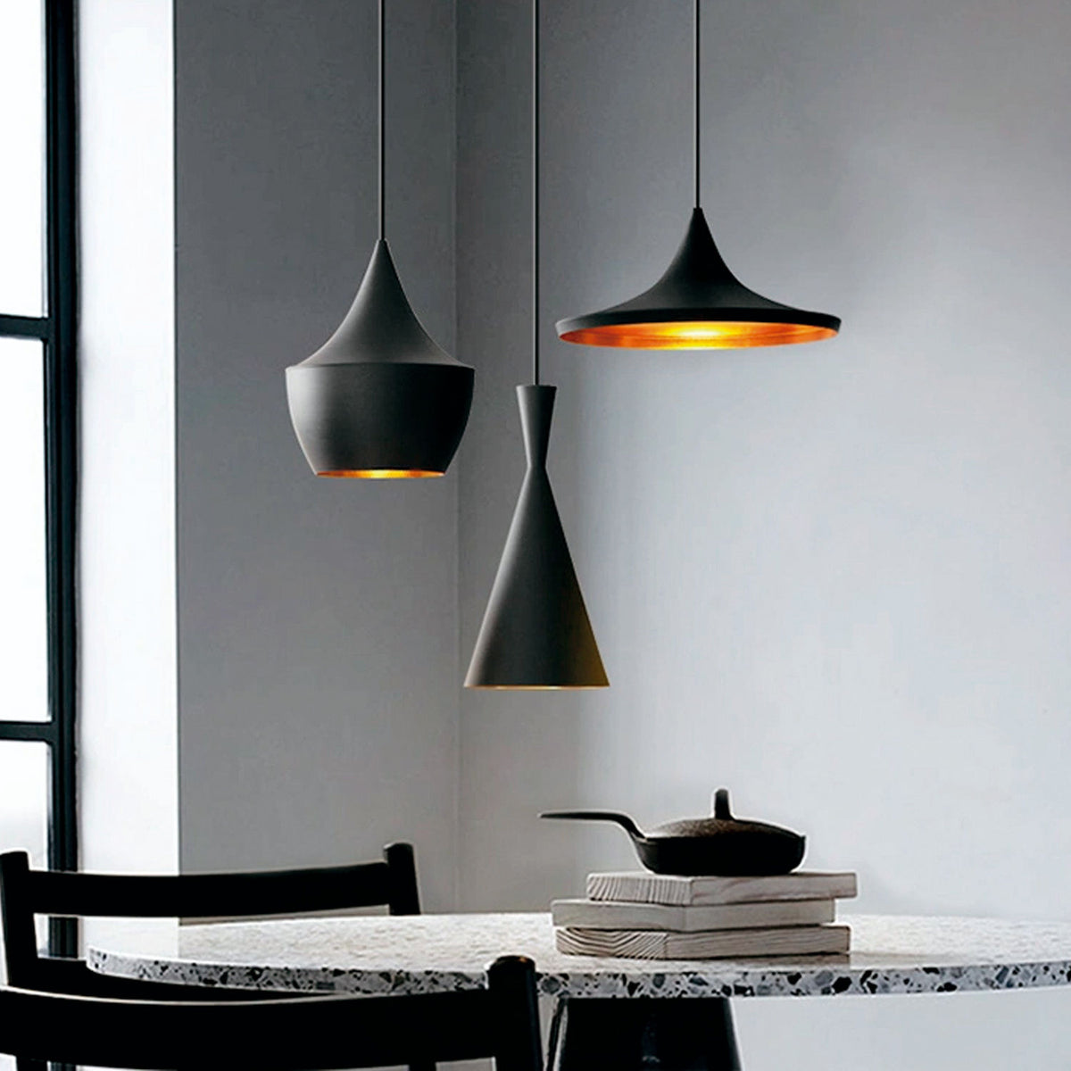 Lámpara Suspendida Ø20cm - 1 X E27 | Negro y Dorado - 42588 - imagen 2
