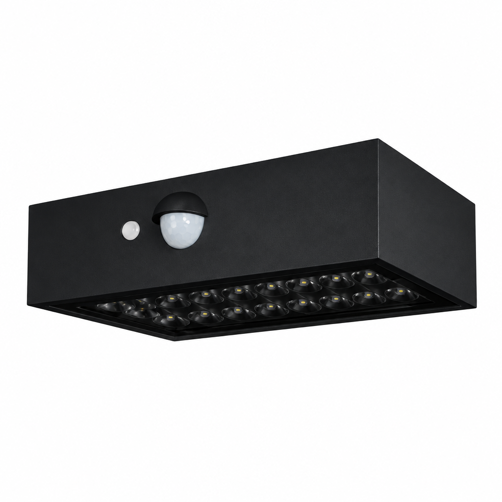 Aplique LED Solar Brick con Sensor IP65 3W 350lm 3000K Negro, referencia 49945, vista-1