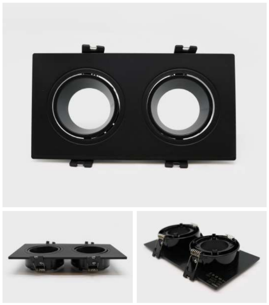 Aro GU10 doble basculante retranqueado negro