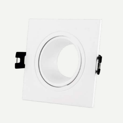 Aro GU10 basculante retranqueado blanco cuadrado