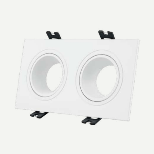 Aro GU10 doble basculante retranqueado blanco