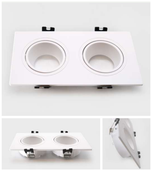 Aro GU10 doble basculante retranqueado blanco