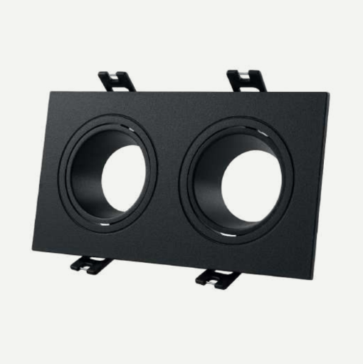 Aro GU10 doble basculante retranqueado negro