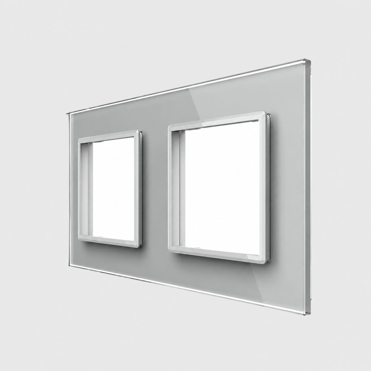 Marco doble para dos enchufes de cristal Livolo gris VL-P7E/E-4I